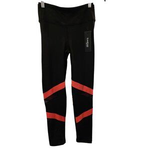 Bebe Activewear Leggings With Red Stripes & Mesh Accents